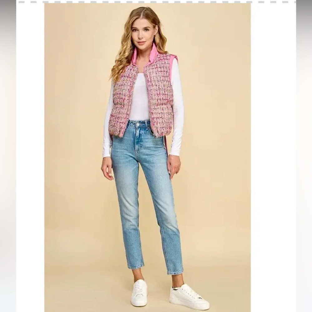 Barbie Pink Tweed Puffer - Picture 3 of 5